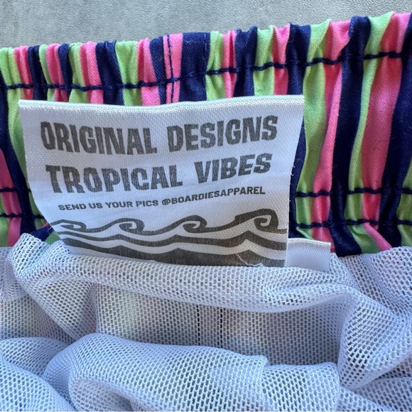 Boardies Striped Pink, Navy, Green Swim Trunks, Men’s Small - Picture 5 of 12